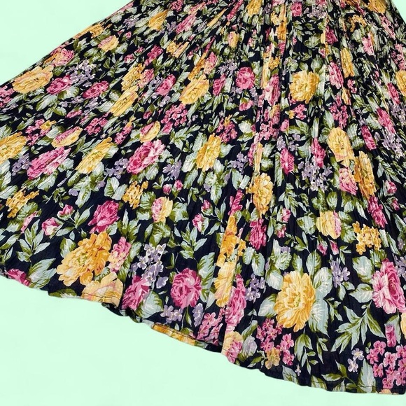 Vintage Cute Options Colorful Floral Cottage Coquette Full Maxi Skirt - Picture 2 of 8